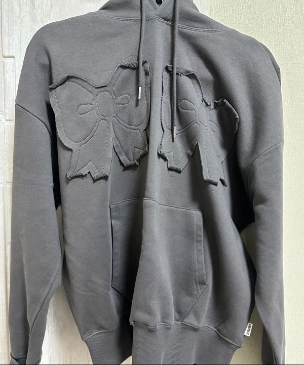 MUSINSA | YOUHEE YOUHEE RIBBON HOODIE CHARCOAL