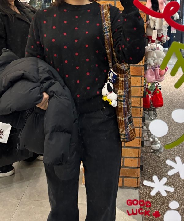 トップス OHESHIO cashmere dot knit MUSINSA公式 | OHESHIO CASHMERE DOT KNIT, BLACK RED