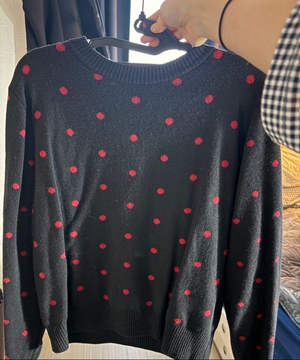 MUSINSA公式 | OHESHIO CASHMERE DOT KNIT, BLACK RED