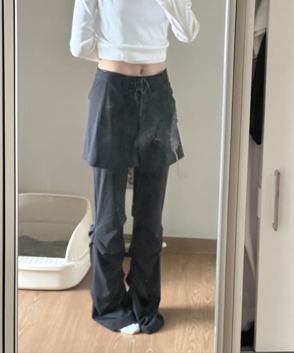 TUOMIO☆STRAPPY SKIRT PANTS MUSINSA | TUOMIO STRAPPY SKIRT PANTS [BLACK]