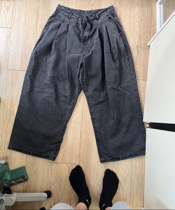 MUSINSA公式 | NOT4NERD Two Tuck Wide Denim Pants - Black