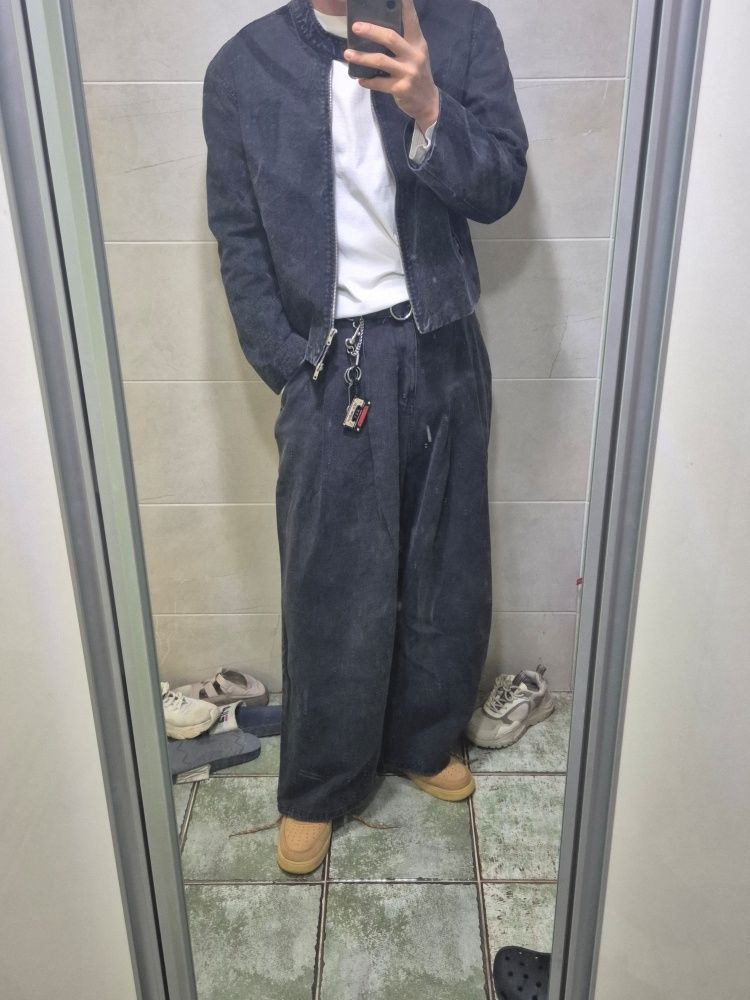 MUSINSA公式 | NOT4NERD Two Tuck Wide Denim Pants - Black