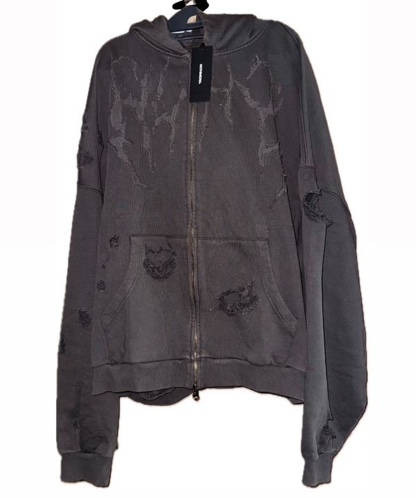 MUSINSA公式 | NOT4NERD Destroyed N4ND Thunder Logo Pigment Hood