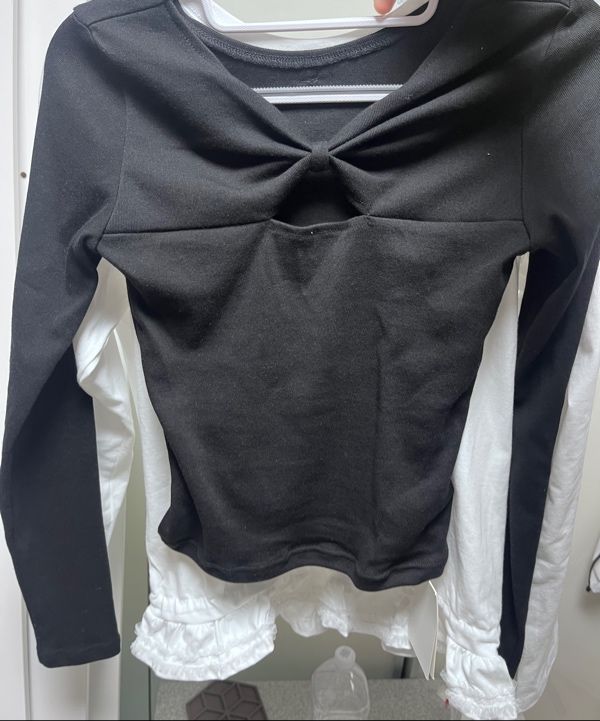 MUSINSA | RONRON KNOT RIBBON SLIT LONG SLEEVE WHITE