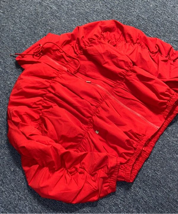 MUSINSA | RONRON SHIRRING WIND JUMPER RED