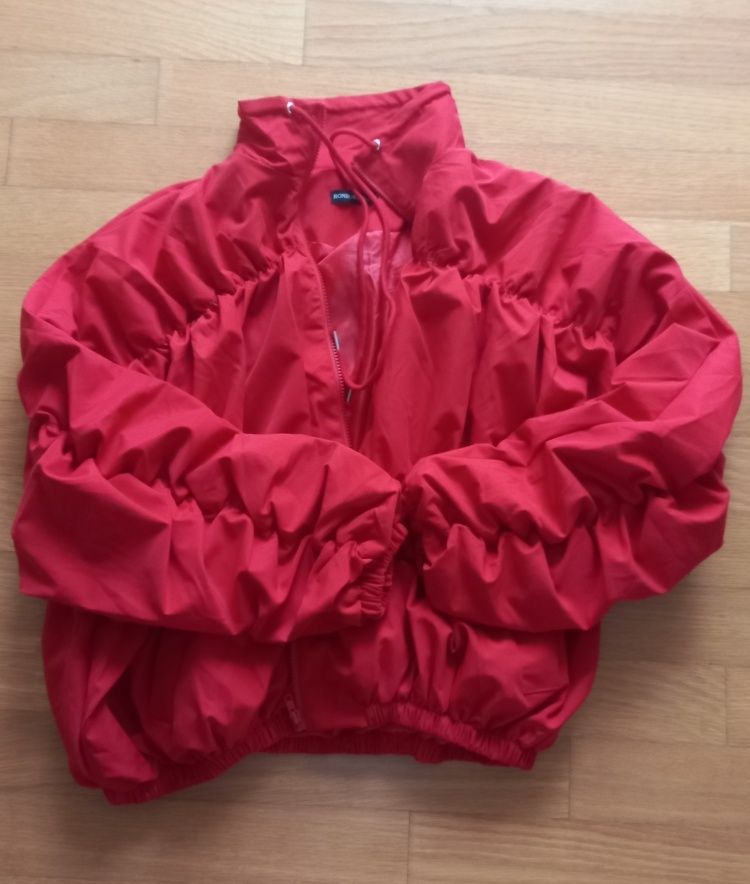 MUSINSA | RONRON SHIRRING WIND JUMPER RED