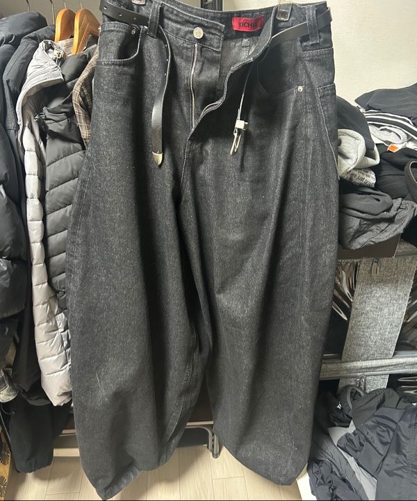 【KOOLOSET】Linen Cut Balloon Banding Denim 쿠로젯(kooloset)