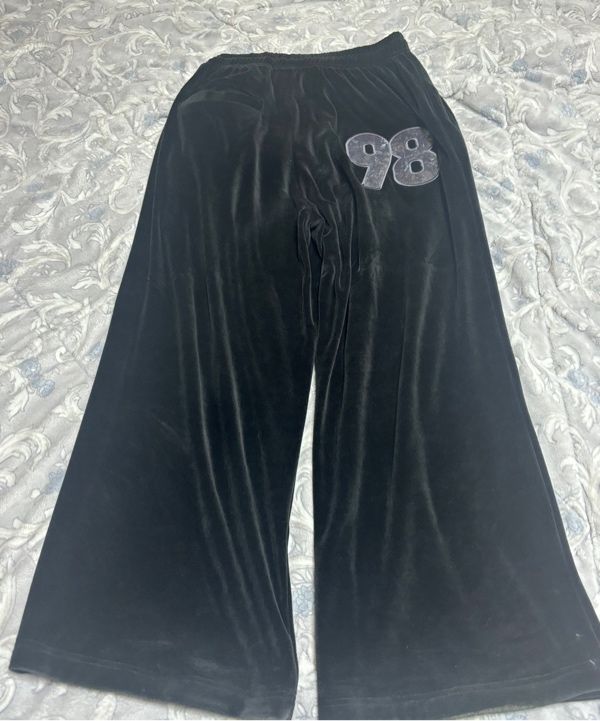 MUSINSA | AAKAM 98 Patch Velour Pants (Blue)