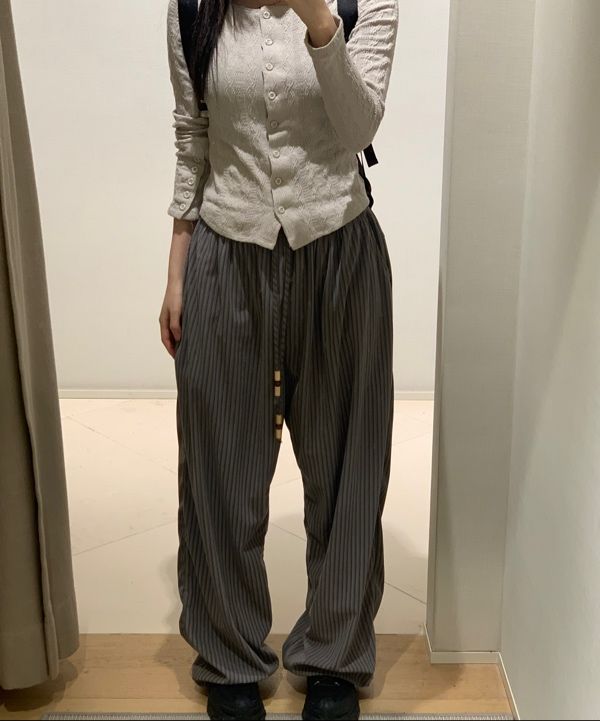 FANCY CLUB_Cozy Stripe Wide Pants (IVORY PINK)_F24ZD881