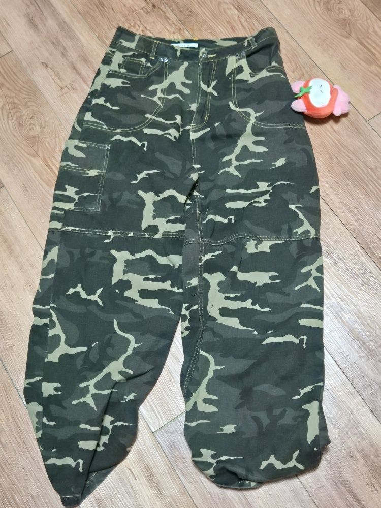 Fancyclub カーペンター レタリングデニム パンツ 迷彩 カモ柄