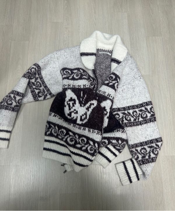 MUSINSA | FANCY CLUB Pepe Cowichan Knit Zip-up (GRAY)_F24ZA960