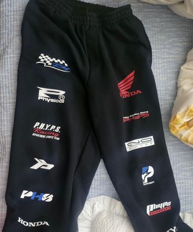 MUSINSA Honda Motorcycle Logo Artwork Sweat Pants Black