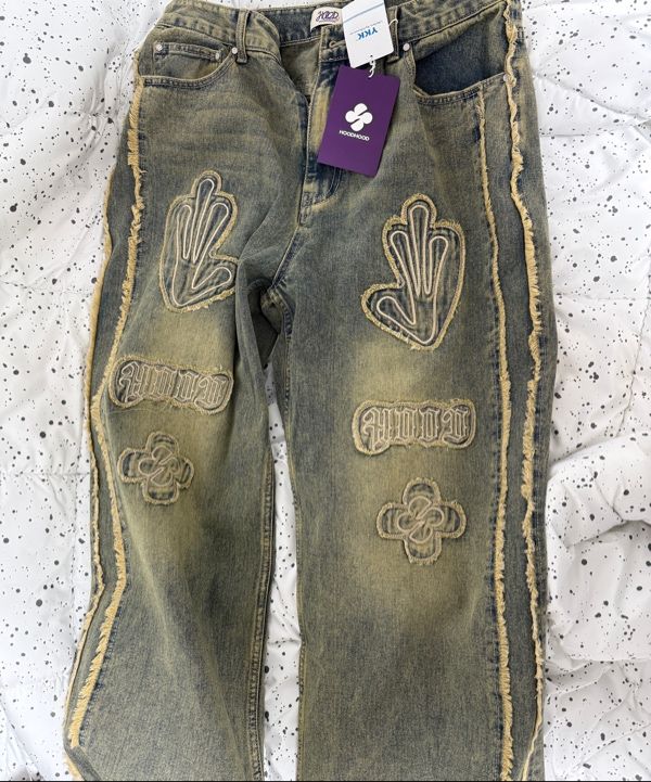 HOODHOOD ■ HD Alien Multi-Embroidery Denim Pants HD Alien Multi Embroidery Denim Pants - HOODHOOD | 60