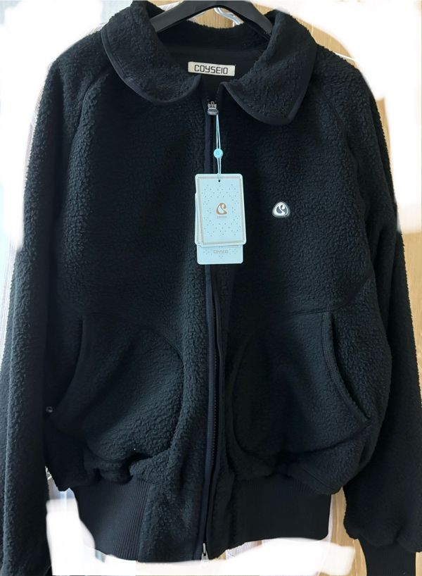 韓国 coyseio ROUND COLLAR FLEECE JACKET ROUND COLLAR FLEECE JACKET BLACK - coyseio