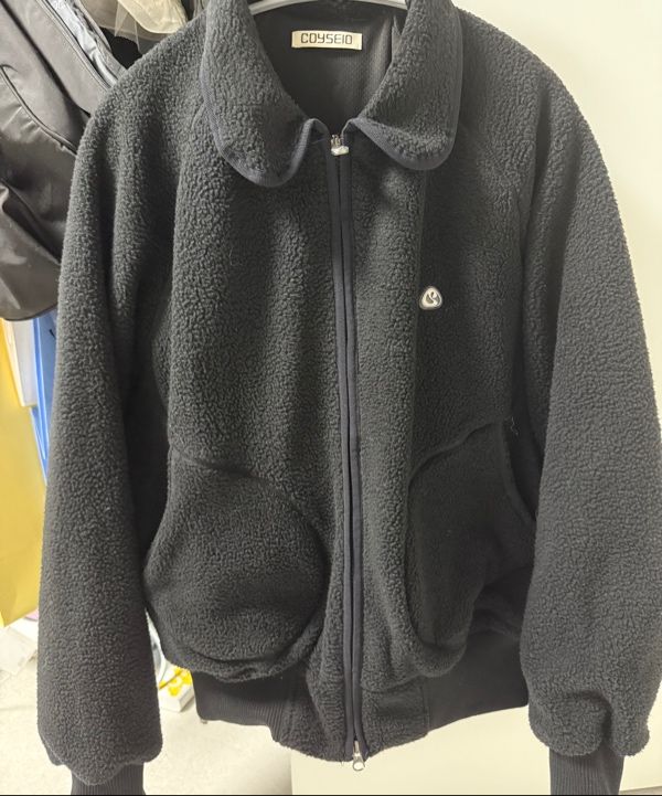 MUSINSA公式 | COYSEIO ROUND COLLAR FLEECE JACKET BLACK