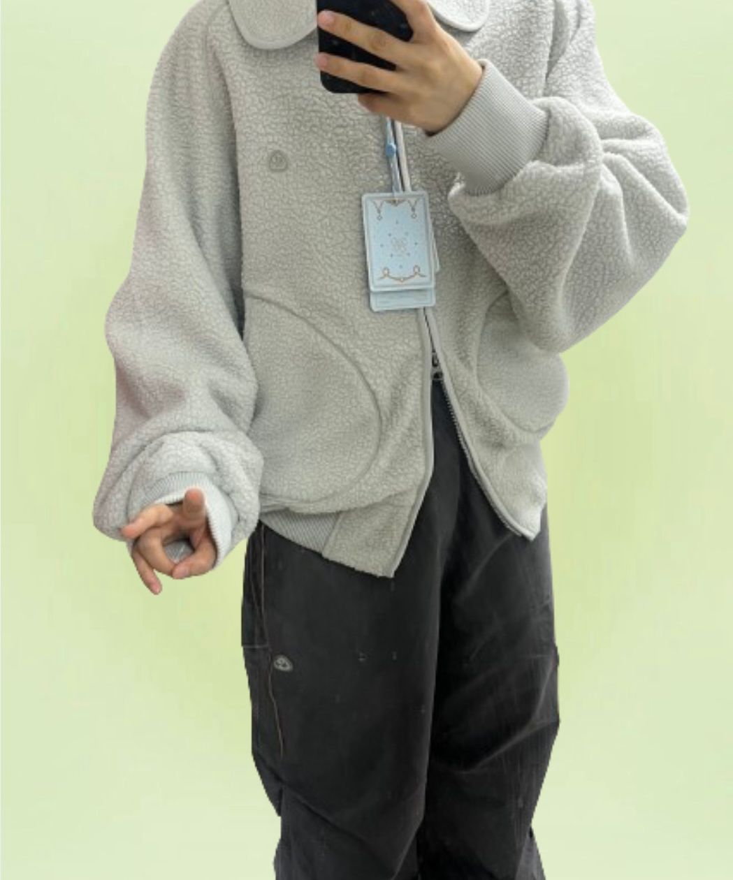 MUSINSA公式 | COYSEIO ROUND COLLAR FLEECE JACKET LIGHT GREY