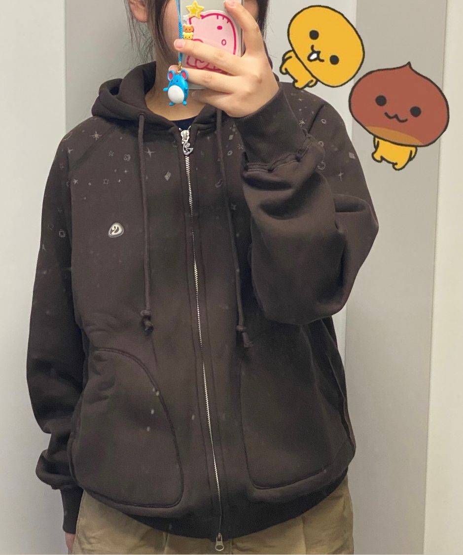 MUSINSA | COYSEIO TWINKLE HOOD ZIP-UP DARK BROWN