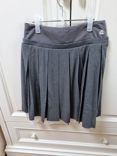 MUSINSA公式 | COYSEIO DOUBLE WAISTED PLEATS SKIRT GREY