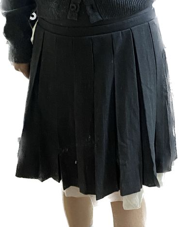 MUSINSA公式 | COYSEIO DOUBLE WAISTED PLEATS SKIRT GREY