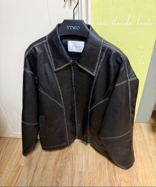 MUSINSA公式 | VTWO ヴィンテージウォッシュドレザージャケット_ブラック