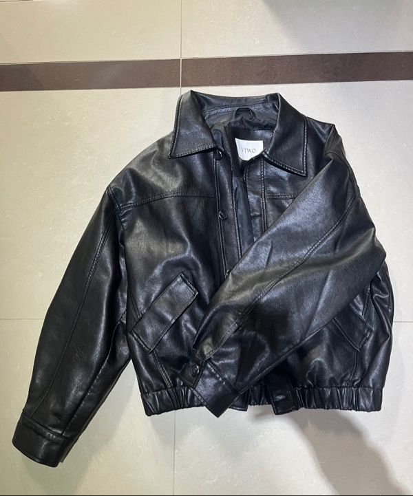 MUSINSA公式 | VTWO ナチュラルウォッシュドレザーカラーブルゾン_ブラック