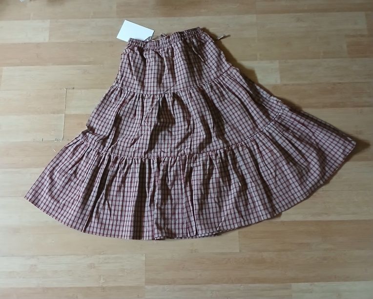MUSINSA | CONICHIWA BONJOUR Butterfly shirring skirt (red check)