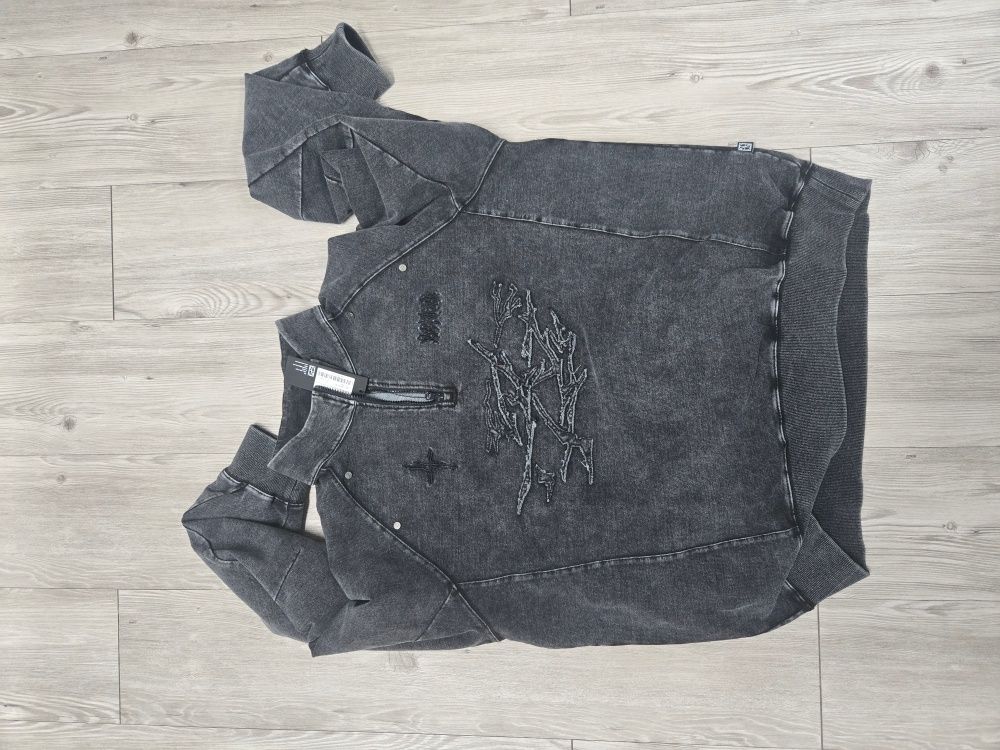 【NOT4NERD】オフシュートロゴ デニムフード ディープブルー MUSINSA | NOT4NERD Cut Off Offshoot Logo High Neck Quarter