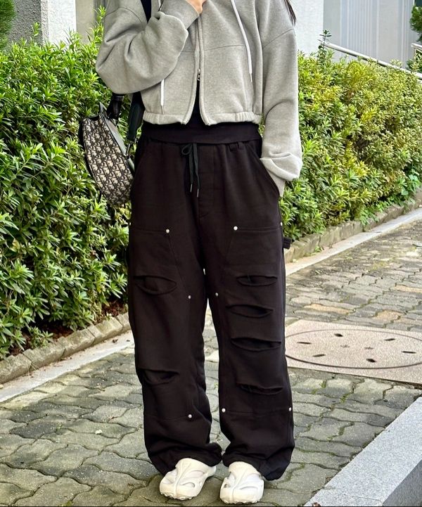 MUSINSA | NOT4NERD Destoryed Double Knee Carpenter Sweat