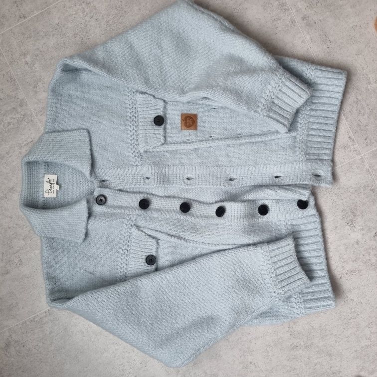 MUSINSA | PHYPS Apple Label Knit Trucker Jacket_Blue