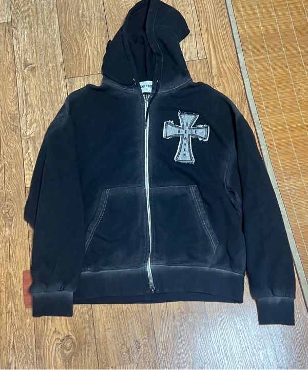 ◆SK8ERROCK Hell Heaven Cross Vintage Sweat Hood Zip-up◆ MUSINSA公式 | SK8ER ROCK Hell Heaven Cross Vintage Sweat