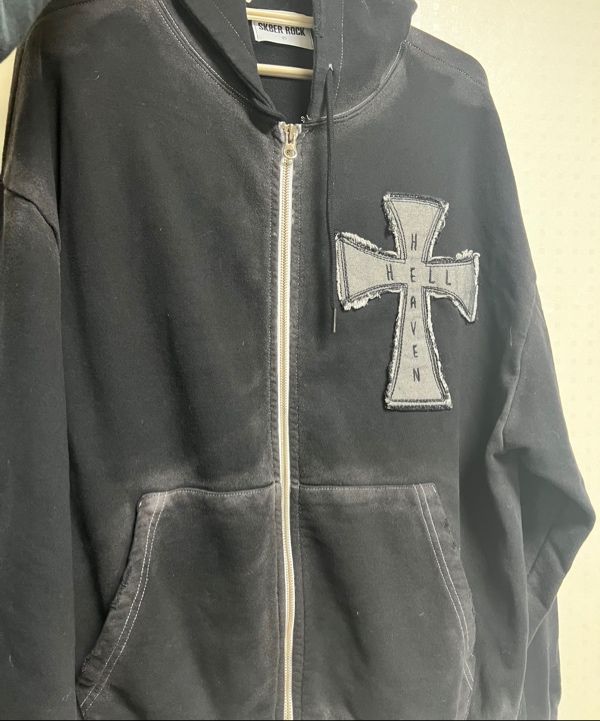 ◆SK8ERROCK Hell Heaven Cross Vintage Sweat Hood Zip-up◆ MUSINSA公式 | SK8ER ROCK Hell Heaven Cross Vintage Sweat