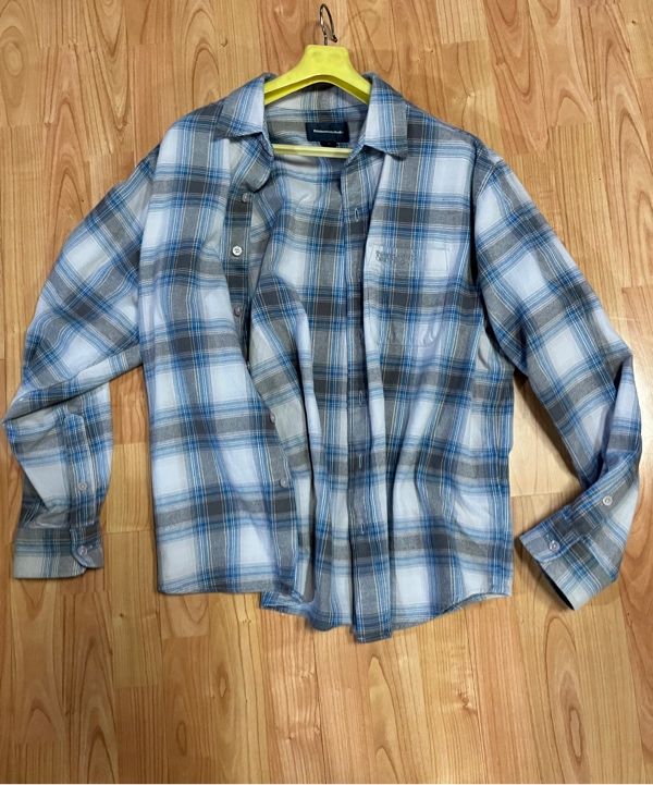 S 即日発送 Shadow Plaid Flannel Shirt Blue MUSINSA公式 | thisisneverthat Shadow Plaid Flannel Shirt Blue Grey