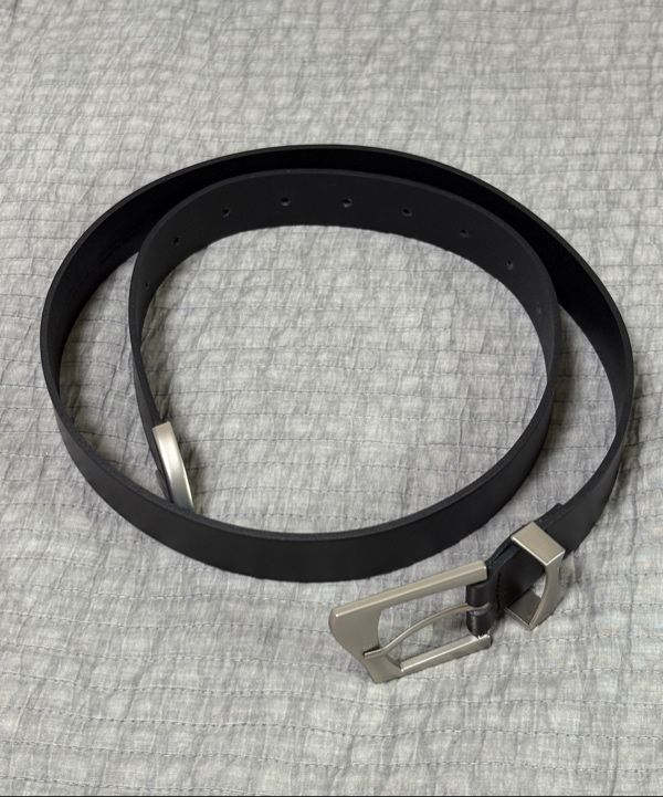 MUSINSA | DOFFJASON Cowhide Flowing Hard Leather Belt BLACK