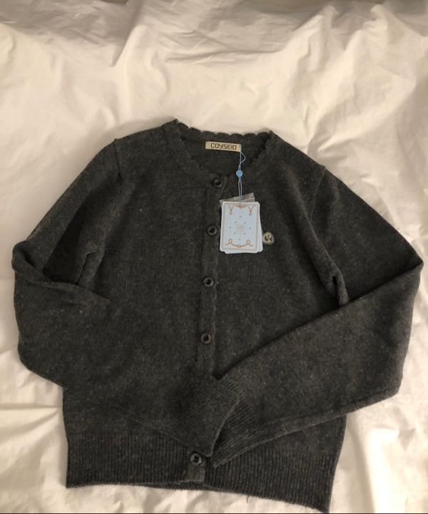 MUSINSA公式 | COYSEIO FLOWER BUTTON CARDIGAN GREY