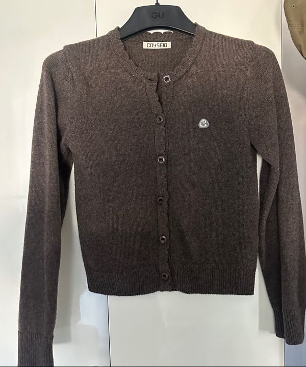 MUSINSA | COYSEIO FLOWER BUTTON CARDIGAN BROWN