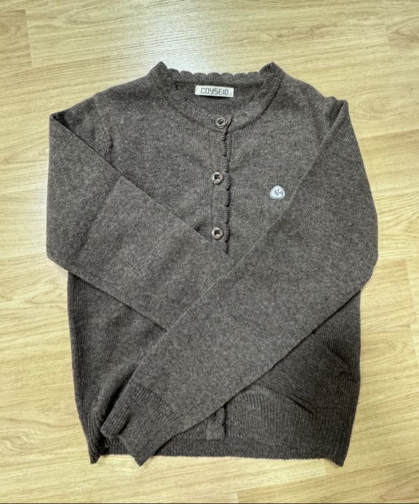 FLOWER BUTTON CARDIGAN GREY - coyseio