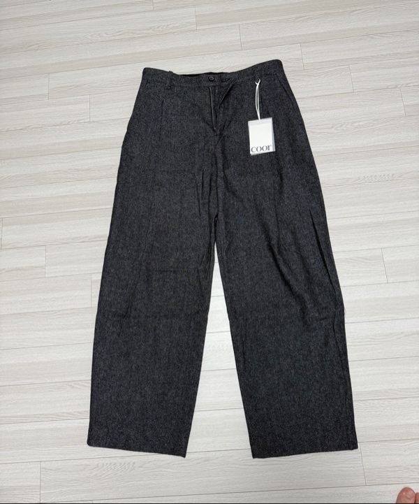 MUSINSA | COOR Essential Wool Twill Trousers (Melange Black)