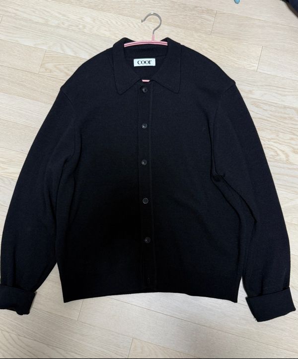 MUSINSA公式 | COOR Topfill Wool Collar Cardigan (Black)