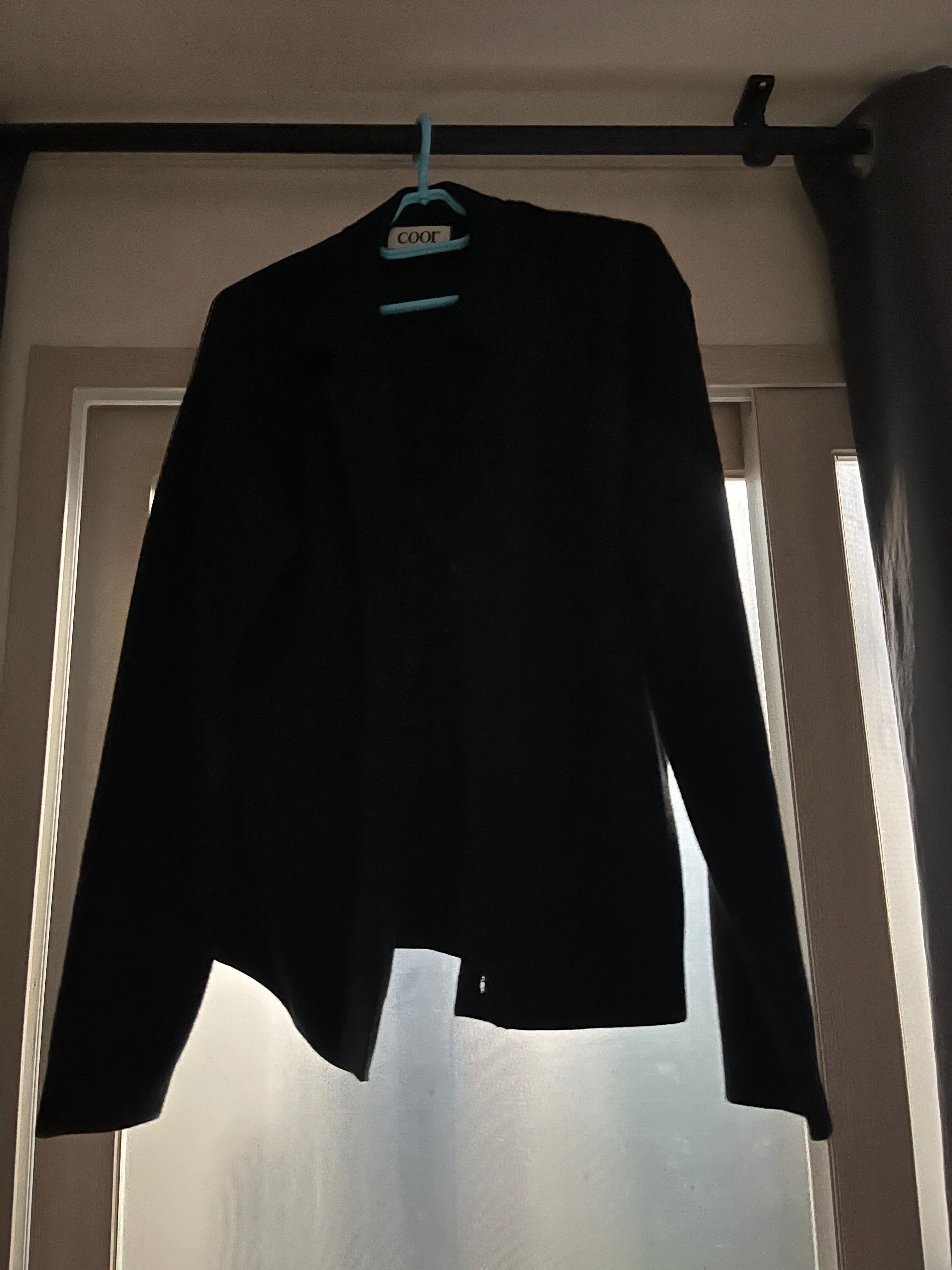 MUSINSA公式 | COOR Topfill Wool Collar Cardigan (Black)