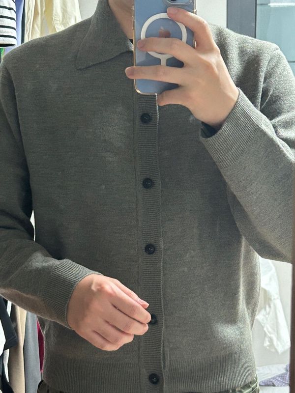 カーディガン COOR Topfill Wool Collar Cardigan 5JH895 MUSINSA | COOR Topfill Wool Collar Cardigan (Khaki Grey)