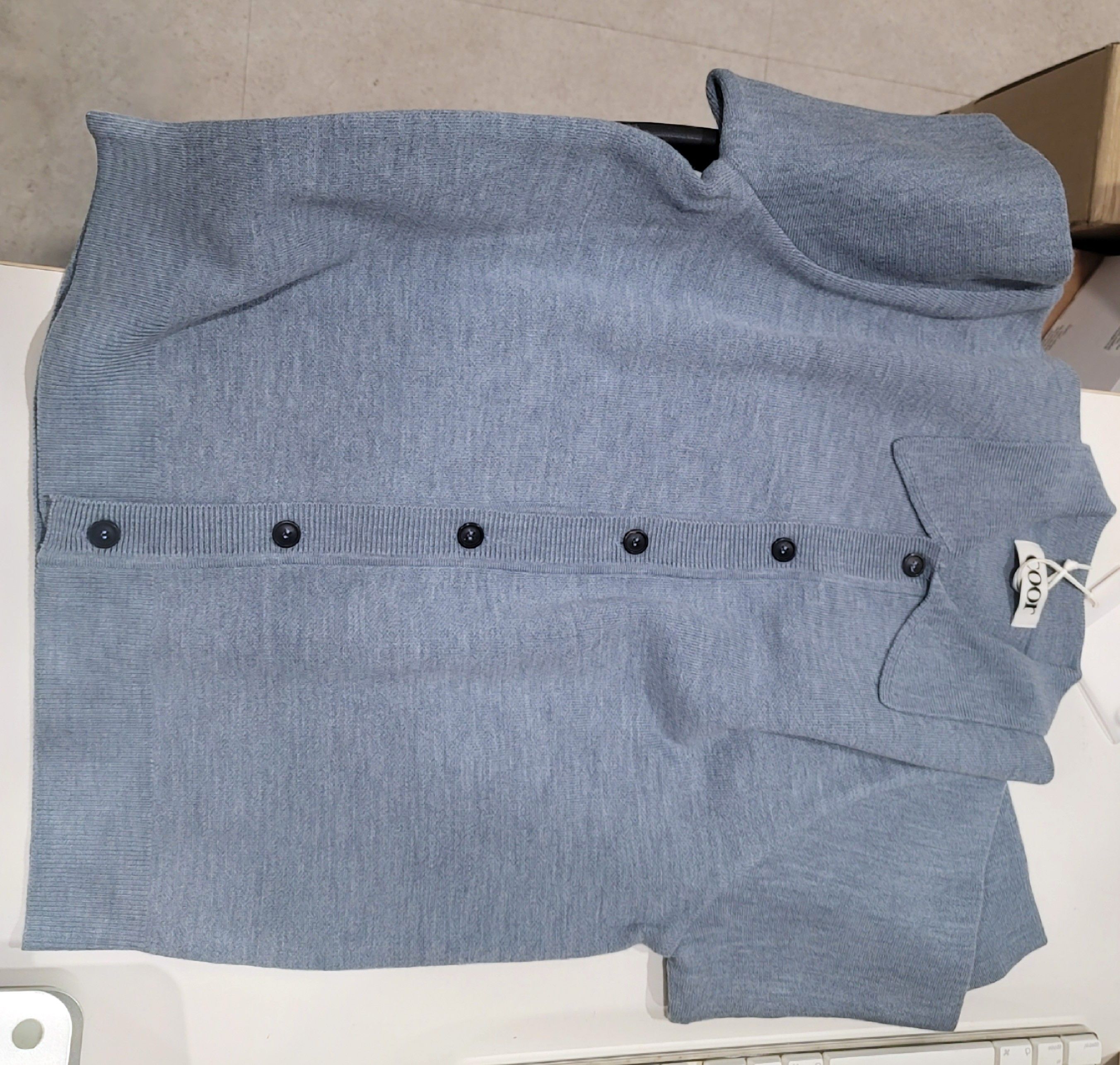 MUSINSA公式 | COOR Topfill Wool Collar Cardigan (Gray Blue)