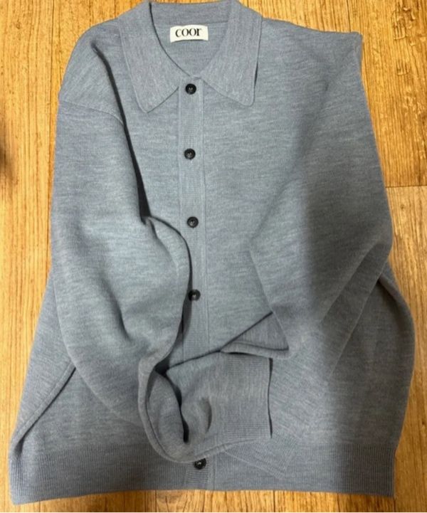 MUSINSA公式 | COOR Topfill Wool Collar Cardigan (Gray Blue)