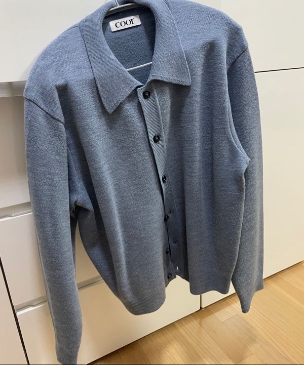 MUSINSA公式 | COOR Topfill Wool Collar Cardigan (Gray Blue)