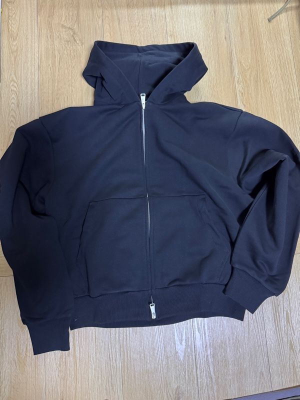 MUSINSA公式 | COOR Minimal Cotton Hooded Zip Up Jumper (Black)