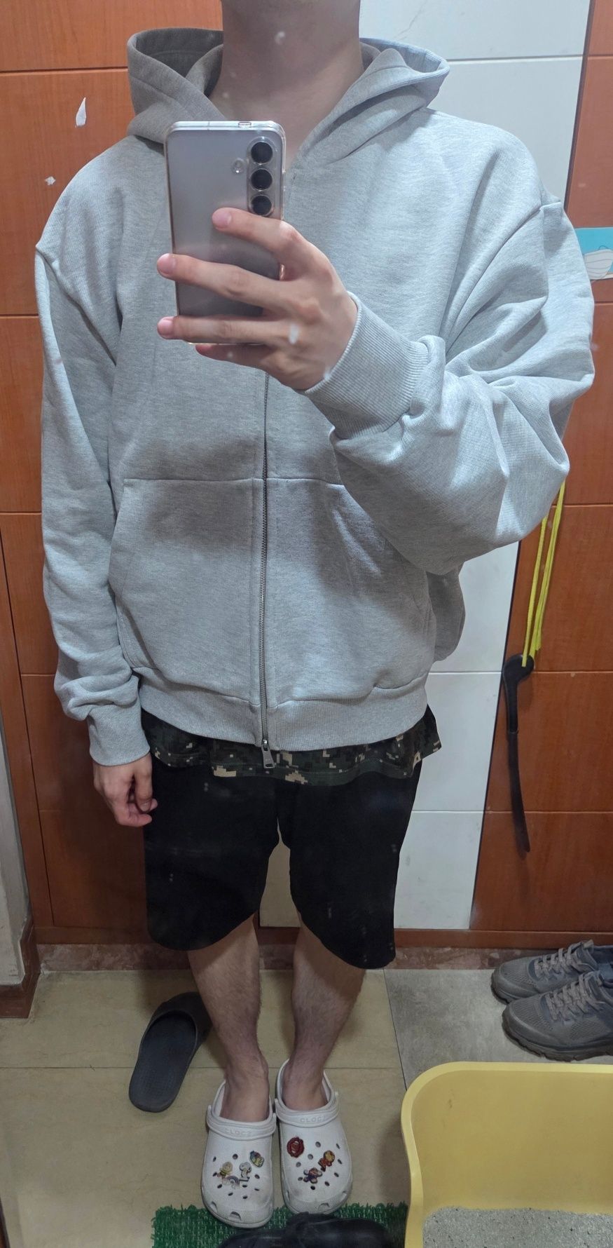 MUSINSA | COOR Minimal Cotton Hooded Zip Jumper (Melange Grey)