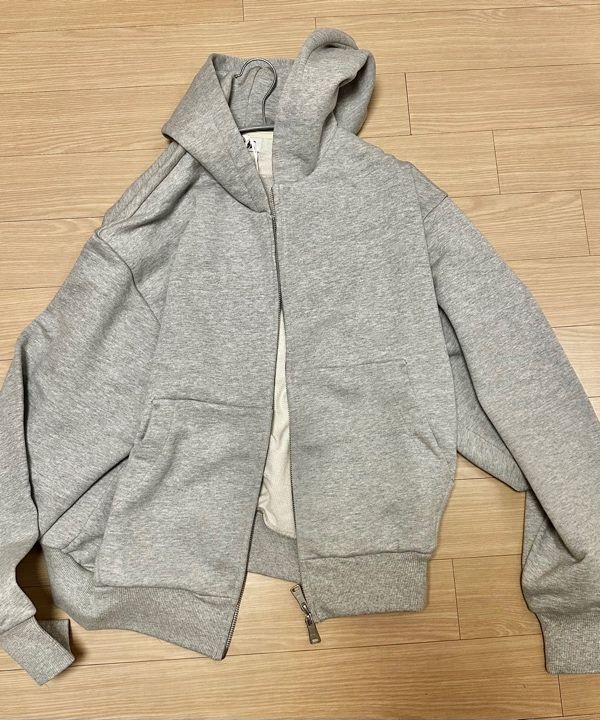 MUSINSA | COOR Minimal Cotton Hooded Zip Jumper (Melange Grey)