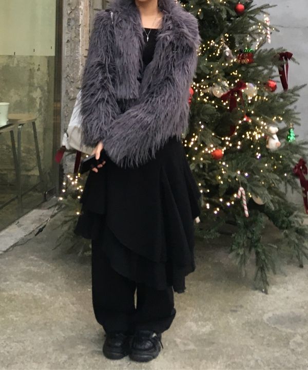MUSINSA | MISEKI SEOUL Unbalanced layered skirt BLACK