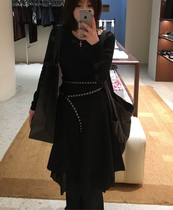 MUSINSA | MISEKI SEOUL Layered skirt pants set BLACK