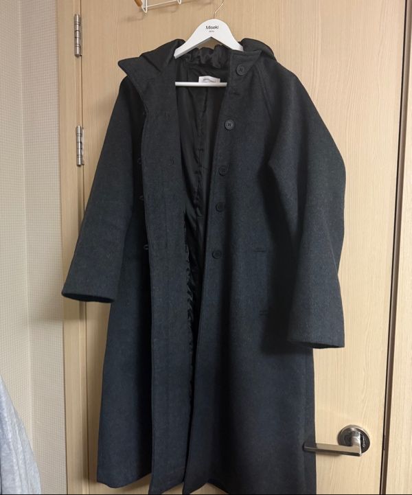 MUSINSA | MISEKI SEOUL Hoodie long duffle Coat CHARCOAL