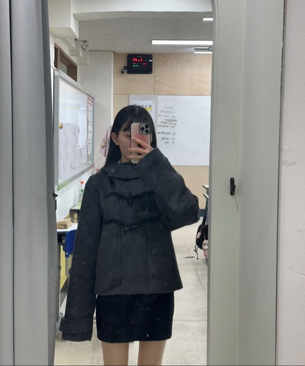 MUSINSA公式 | MISEKI SEOUL Duffle hoodie short coat CHARCOAL